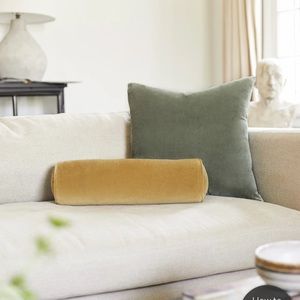 Lulu and Georgia Sabine Velvet Bolster Pillow in Mustard